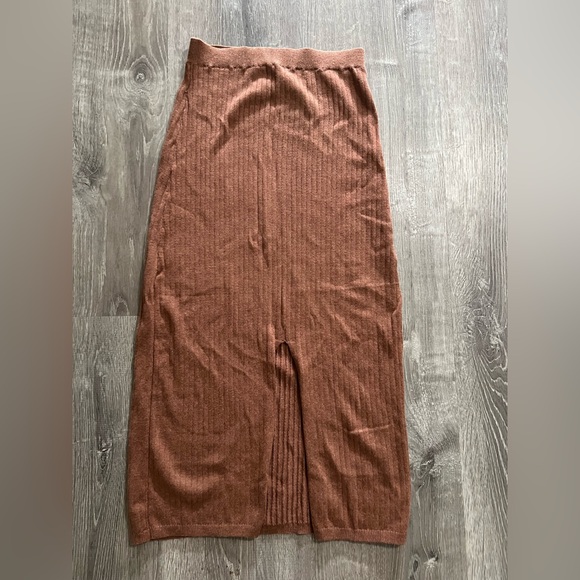 Free People Dresses & Skirts - Free People Skyline Rib Knit Midi Skirt in Tan Brown